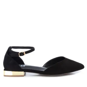 Women's Suede Pointy Toe Ballet Flats By XTI_141426_Black