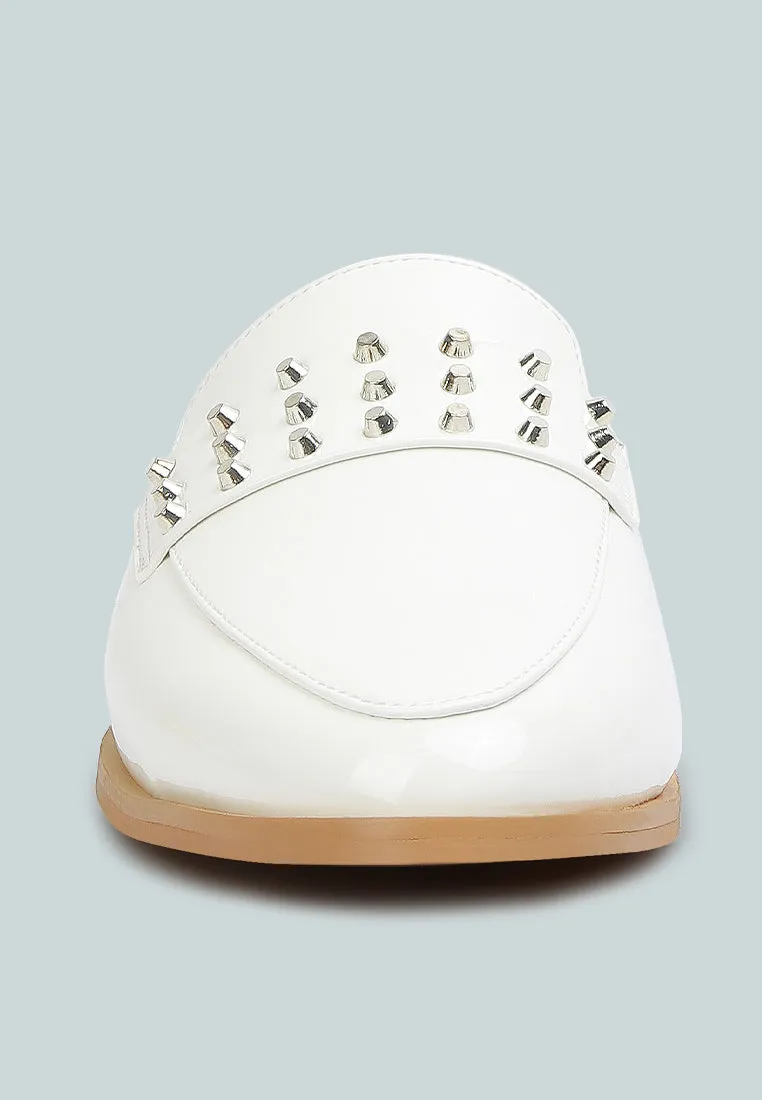 Yashta Patent Studded Flat Mules By Ruw