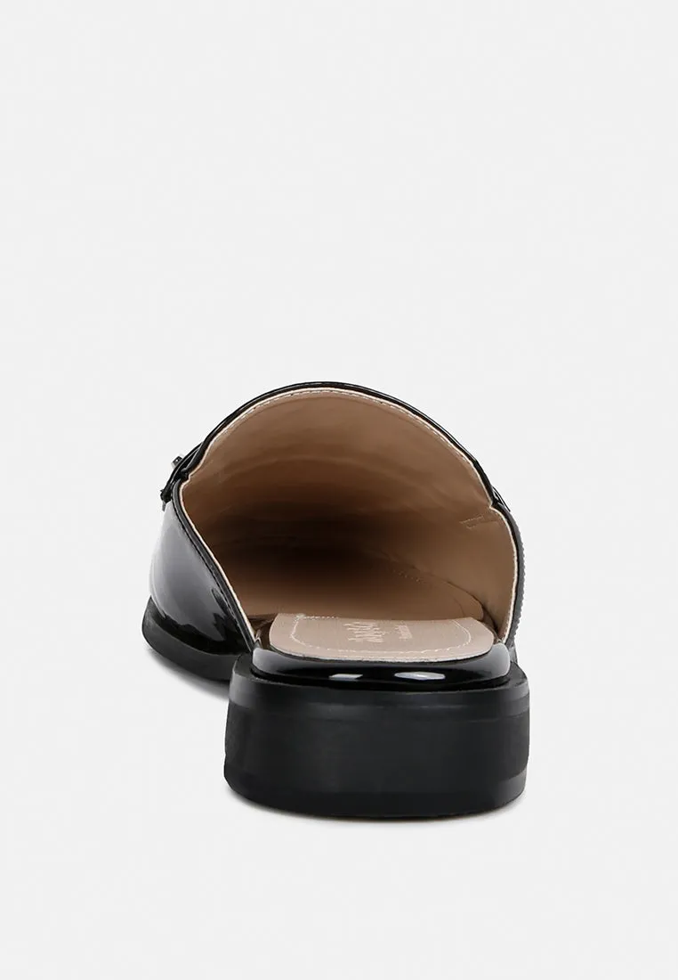 Yashta Patent Studded Flat Mules By Ruw