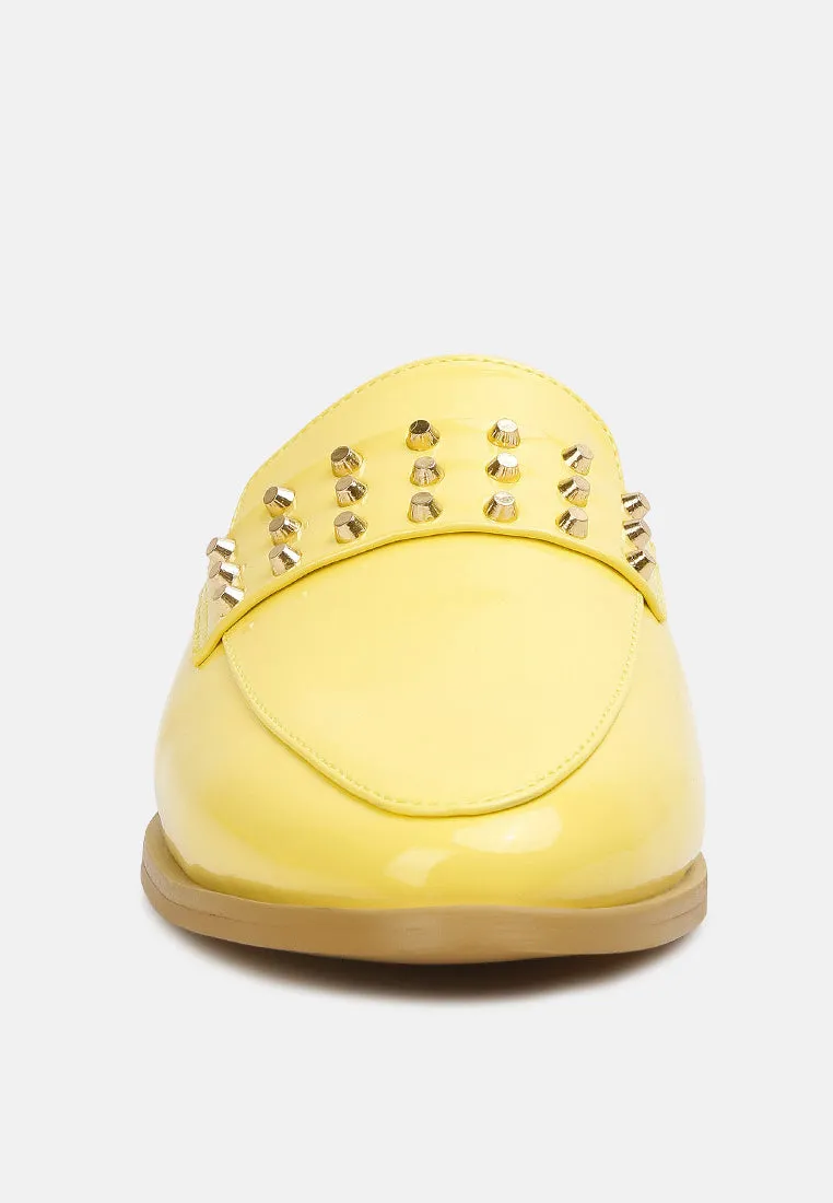 Yashta Patent Studded Flat Mules By Ruw