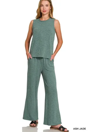 Zenana Cotton Slub Tank & Pants Set