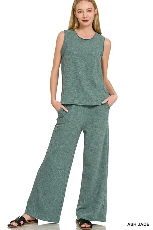 Zenana Cotton Slub Tank & Pants Set